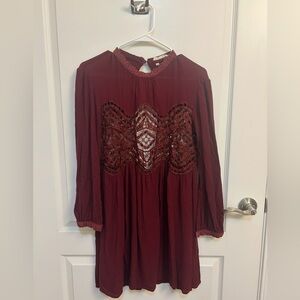 Fringe Studio Burgundy Lace Women's Blouse